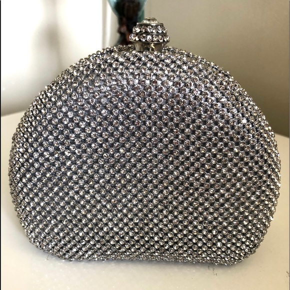 Othr Handbags - Silver Clutch Embellished with Rhinestones